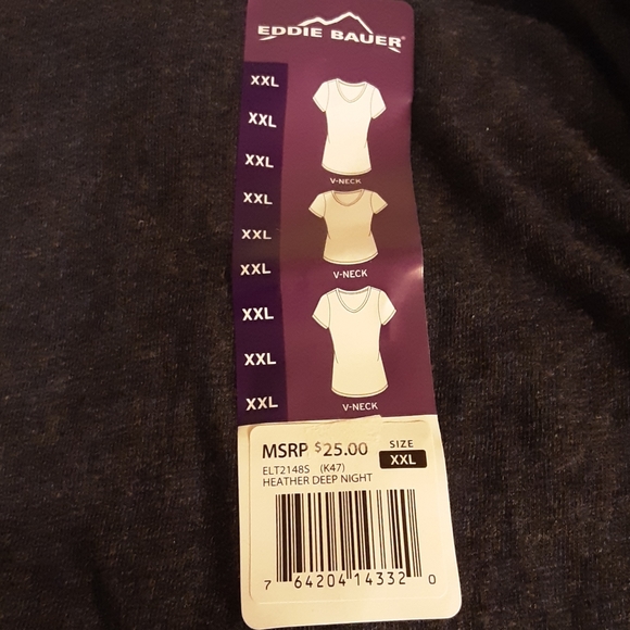 NWT Eddie Bauer PLUS SIZE V-neck Short Sleeve Top - Picture 2 of 5